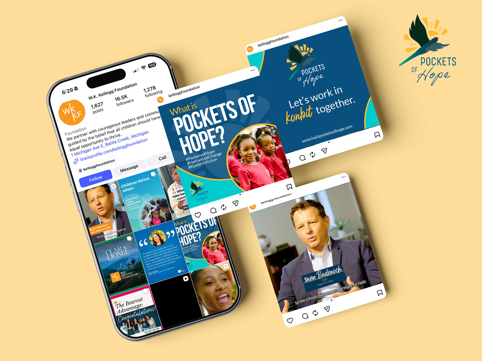 Image of Instagram posts created for the Pockets of Hope Campaign